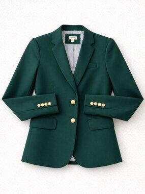 J. Crew Wool School Boy Blazer Jacket With Gold Buttons | Hunter Green | Size 00